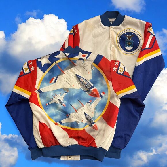 Vintage USA Air Force Fanimation Jacket Chalk Line Fighter Jets 90s Youth 18-20